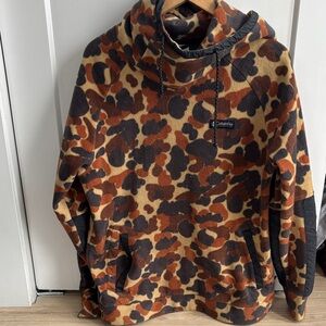 Columbia Orange and Black Patterned Fleece Hoodie